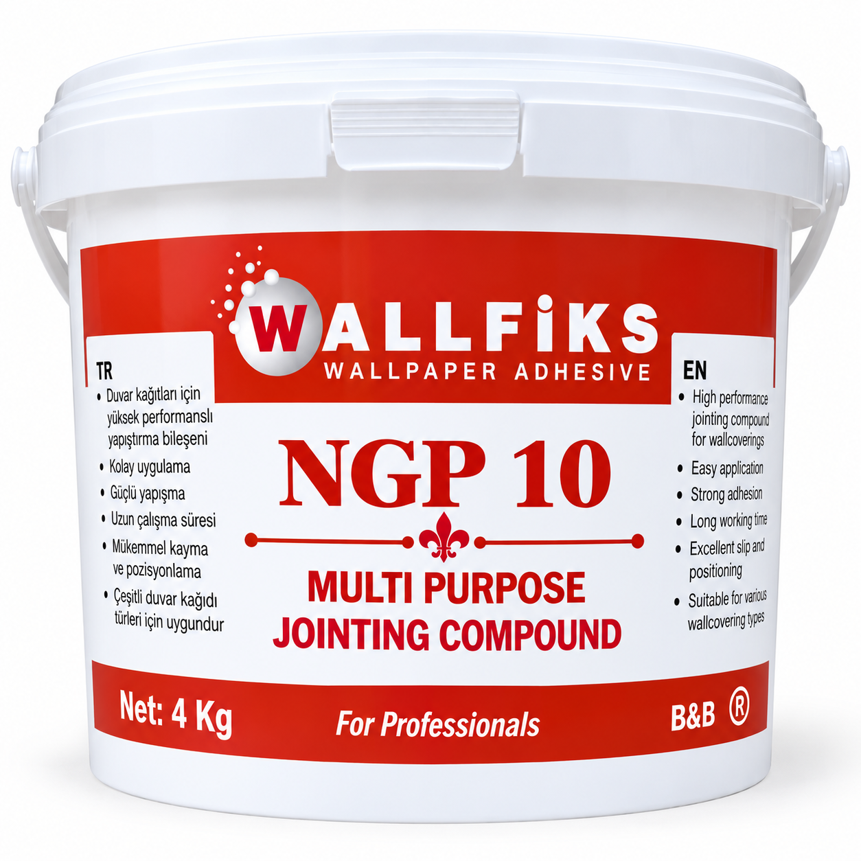Duvar Tamir Macunu-4 kg WALLFİKS NGP10 4 Kg duvar tamir macunu ve dolgu macunu