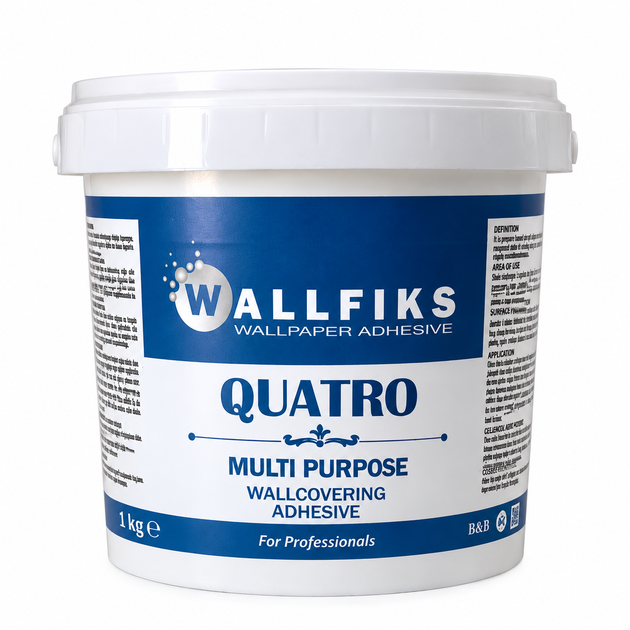 Wallfiks Quatro Sudan Etkilenmeyen Tutkal-1 kg WALLFİKS QUATRO POWER 1 Kg suya dayanıklı duvar kağıdı tutkalı ve koruyucu cila